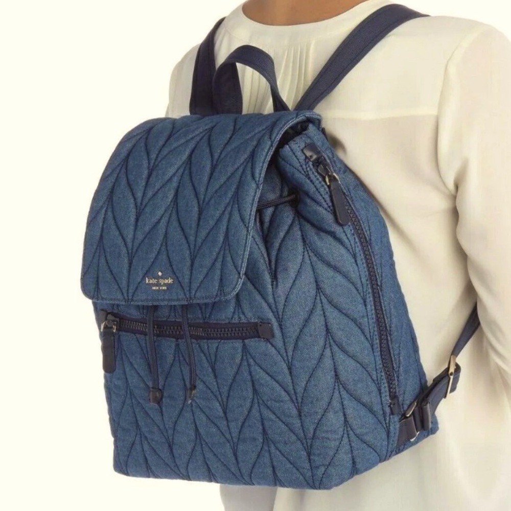 Kate Spade Blue Quilted Backpack